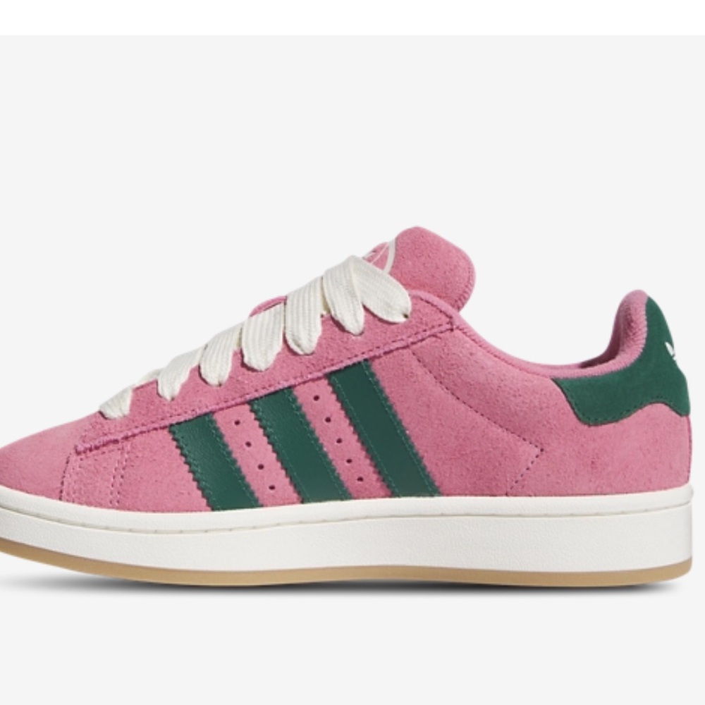 Adidas Pink and Green Suede Sneakers Campus 00 - Picture 2 of 7